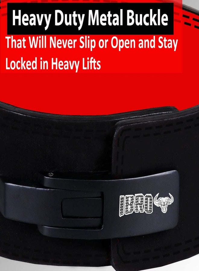IBRO Powerlifting Lever Gym Belt – Power 10MM Extreme Heavy Duty Genuine Leather Belts - Squats Deadlifts Bodybuilding Weight Lifting IPF Power Lifting Strongman for Men BlackRed XL - Image 5